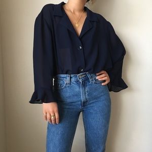 Vintage navy blue blouse